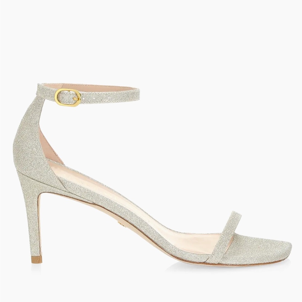 Stuart Weitzman Nudistcurve Glitter High-Heel Sandals